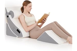 Longering 4PCS Orthopedic Bed Wedge Pillow Set for Sleeping - Wedge Pillows for After Surgery for Body Neck Back and Leg Pain Relief - Triangle Pillow Wedge for Sleeping & Acid Reflux & GERD & Snoring