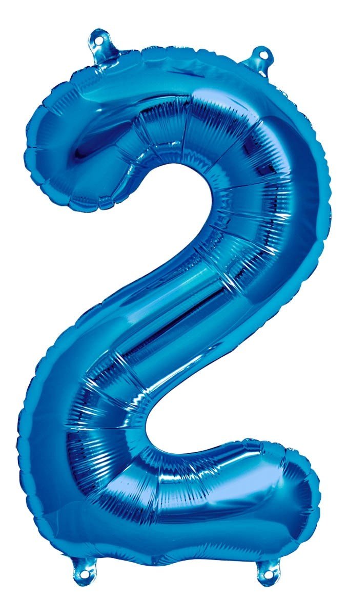 2 Blue 16" Number - Packaged. Foil Balloons