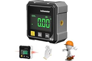 Digital Laser Angle Finder Protractor Tool, 360-Degree High Accuracy Measuring Tool with Large LED Display, USB Rechargeable 