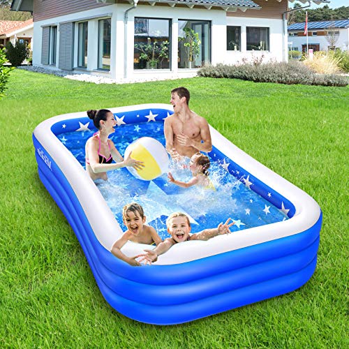 Plastic Kiddie Pool, 96"X56"X22" Inflatable Kids Pool, FullSized