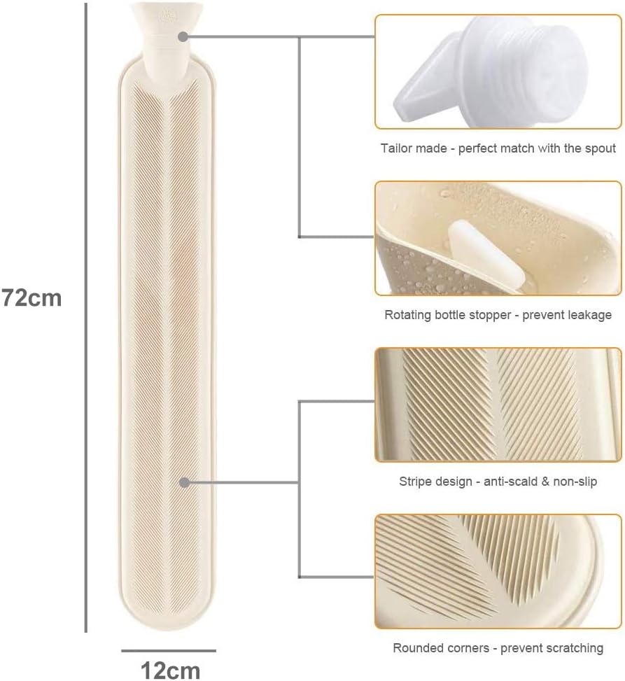 Hot Water Bottle, Rubber Hot Water Bottle Belt with 2 Pack Warm Soft Waist Plush Cover - Image 4