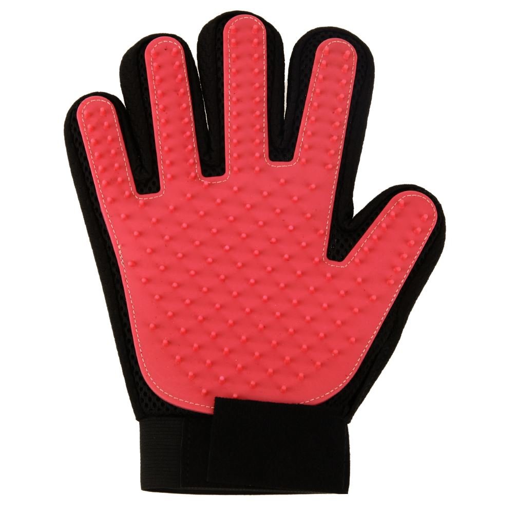 Vinsani® Red Pet Grooming Glove Brush Massager, Pet Hair Remover Mitt Deshedding Glove - Perfect for Dogs & Cats with Long & Short Fur