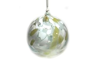 Decorvo White Tree of Life Glass Globe - Large 4.7 inch Hand Blown Handmade Hanging Garden Gazing Ball Indoor Outdoor Home Décor