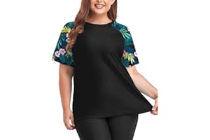 Inno Plus Size Rash Guard for Women Swimsuit, Short Sleeve Swim Shirt UPF 50+ Surfing Swimwear Beachwear