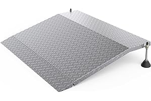 YEEZOO Door Threshold ramp with Adjustable Height for 3.0“ to 6.0" Height Rise, Doorway ramp Threshold for wheelchairs/carts/Walker/Scooter (25.6L*39.4" W, Alloy Iron, 38LBs)