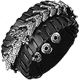 GelConnie Leather Cuff Bracelet Punk Braided Bracelets Rock Leather Wristbands Faux Mens Leather Bracelet Gothic Viking Bangle Adjustable Wrap Bracelet for Women,Men
