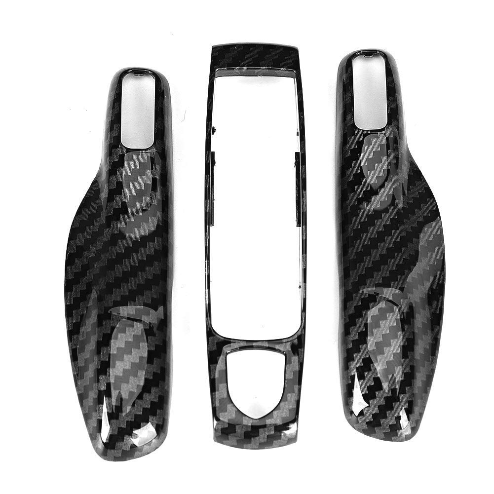 Aramox 3Pcs/Set Remote Key Cover,ABS Carbon Fiber Style Car Key Trim Cover Fit for Cayman/Macan/Boxster