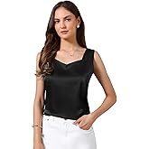 Allegra K Satin Tank Tops for Women's V Neck Dressy Casual Sleeveless Silk Camisole Top
