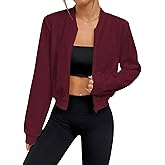 SweatyRocks Women's Lightweight Jackets Casual Basic Zip Up Cropped Bomber Jacket