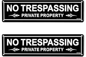 PHTTULE No Trespassing Private Property Sign 2 Pack, 12 x 3 inches Sturdy Rust Free Aluminum Sign for Home and Business