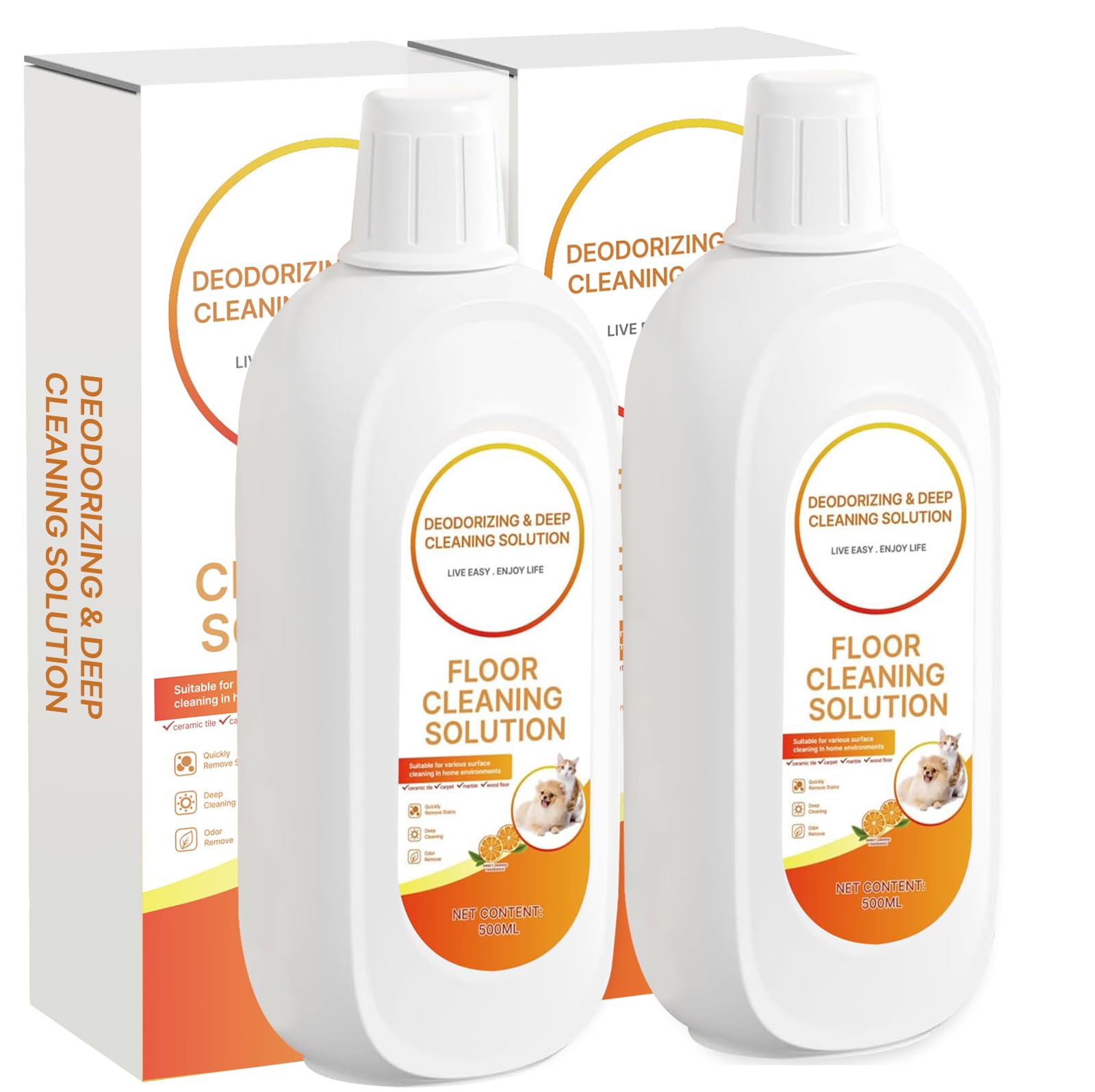 Photo 1 of 2 Packs Floor Cleaner Orange Scented Compatible with Tineco Cleaning Solution Deep Clean Residue & Streak Free, for Tineco Solution Cleaning Liquid for ALL Robotic Vacuum Mop Cleaner Solution