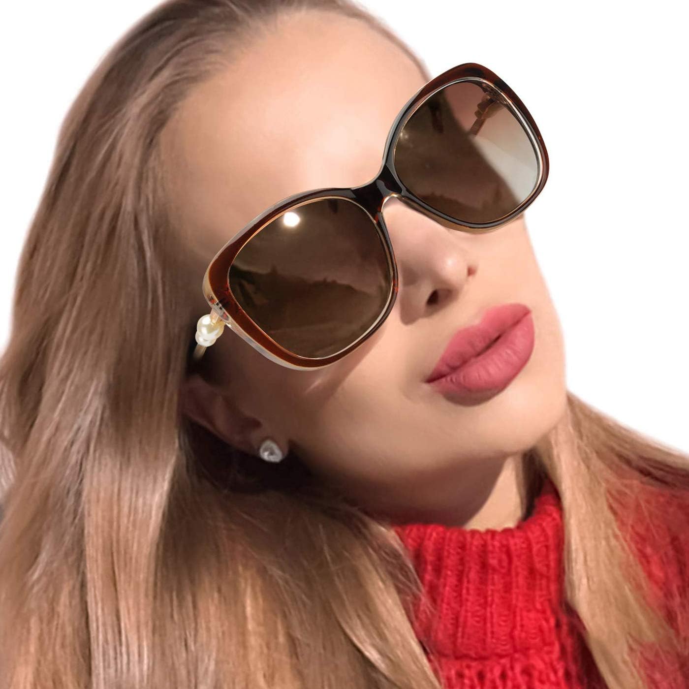 MuJaJa HD Night-Vision Glasses for Driving, Oversized Anti Glare Polarized Clear Vision Night-Driving Glasses for Women