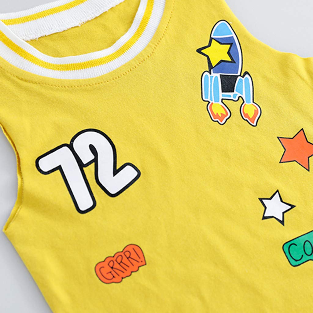 Baby Boys Tank Tops Shorts Set Cotton Cartoon Pattern Sleeveless ONeck
