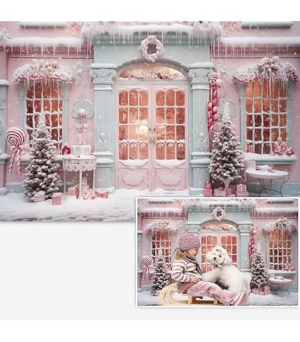 7x5ft Christmas Pink Backdrop Photography Vintage Fireplace Christmas Tree Garland Gift Box Girl Princess Photo Background Banner Props Photo Booths - View #6