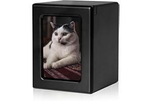 PCS PET CREMATORY SUPPLIES PCS Pet Urns for Cats, Cat Photo Urn, Cat Urns for Ashes, Pet Cremation Box Black-Small