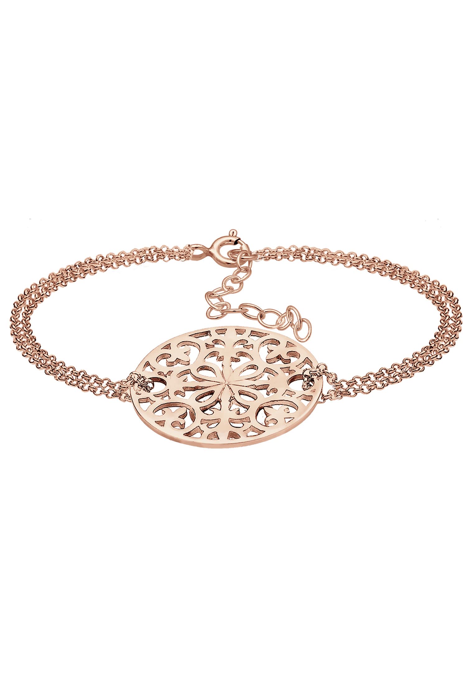 Elli Women's 925 Sterling Silver Xilion Cut Rose Gold Plated Bracelet Of Length 18 cm