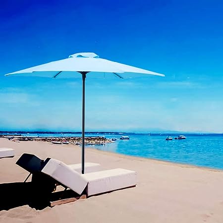 Amazon Com Sunnyard 7 5 Ft Aluminum Patio Umbrella Blue Garden Outdoor