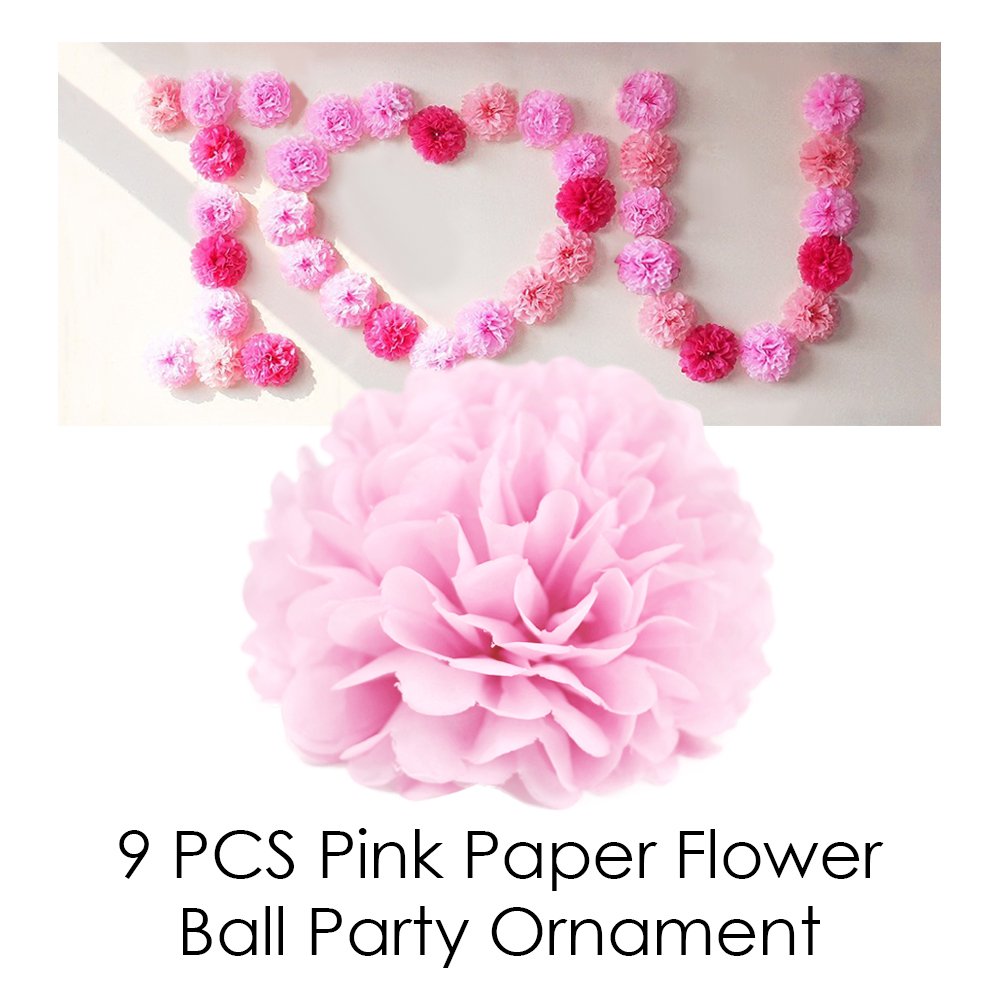 Amteker Party Birthday Decorations, Happy Birthday Banner Flags, 9 Tissue Paper PomPoms, 40 Latex Balloons, 20 Heart Balloons, for Birthday, Wedding, Baby Shower, Parties, Main Decorations