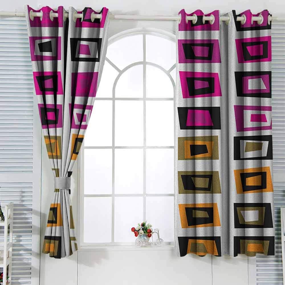 Cortina aislada con diseño retro con cuadrados abstractos con formas