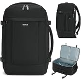 ECOHUB Travel Backpack for Men Women, Carry on Backpack with USB Charging Hole, Spirit Airlines Personal Item Bag Flight Approved, 15.6 Inch Laptop Backpack with Anti Theft Pockets, 30L, Black
