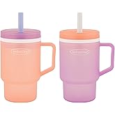 Infantino My 1st Tumbler, Durable Plastic Sippy Cup with Silicone Leak-Resistant Straw & Handle, for On-the-Go, BPA-Free Transition Cup, Seashell & Lavender, 2-Pack