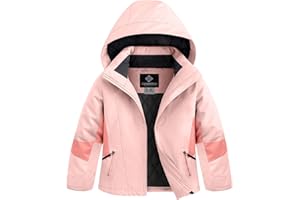 GEMYSE Girls Winter Jackets Waterproof Windpoof Ski Snow Jacket Warm Quilted Coats Kids Outerwear with Hood