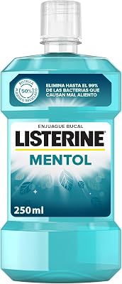 Mentol (1 x 250 ml), enjuague bucal con flúor, colutorio encías con 24 horas de protección, elixir bucal que elimina las bacterias, para un aliento fresco duradero
