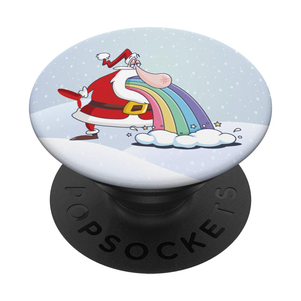 Funny Christmas Santa Vomit Rainbow Cheer PopSockets PopGrip: Swappable Grip for Phones & Tablets