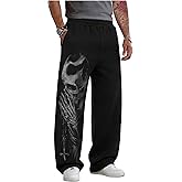 Bloonexus Mens Wide Leg Baggy Sweatpants Fall Graphic Casual Print Pants Joggers Bottoms Drawstring with Pockets S-XXL