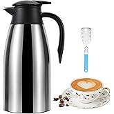 70 oz Thermal Coffee Carafe for keeping hot, Updated Carafe for hot liquid, Airpot Stainless Steel Thermos Urn Beverage Dispenser Vacuum Thermal Pot for Coffee, Hot Water,Keep Hot 12 Hour(silver)