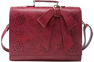 ECOSUSI Women's Briefcase Vegan Leather Laptop Bag for Work Shoulder Computer Satchel Bag with Detachable Bow