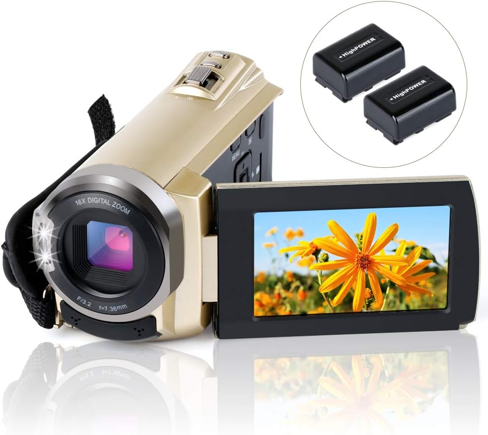 Video Camera Camcorder WiFi FHD 1080P 30FPS 24MP Infrared Night Vision YouTube Vlogging Camera Recorder 3.0 Inch 270 Degree Rotation Touch Screen AIsuoda 16X Digital Zoom Camcorder with 2 Batteries