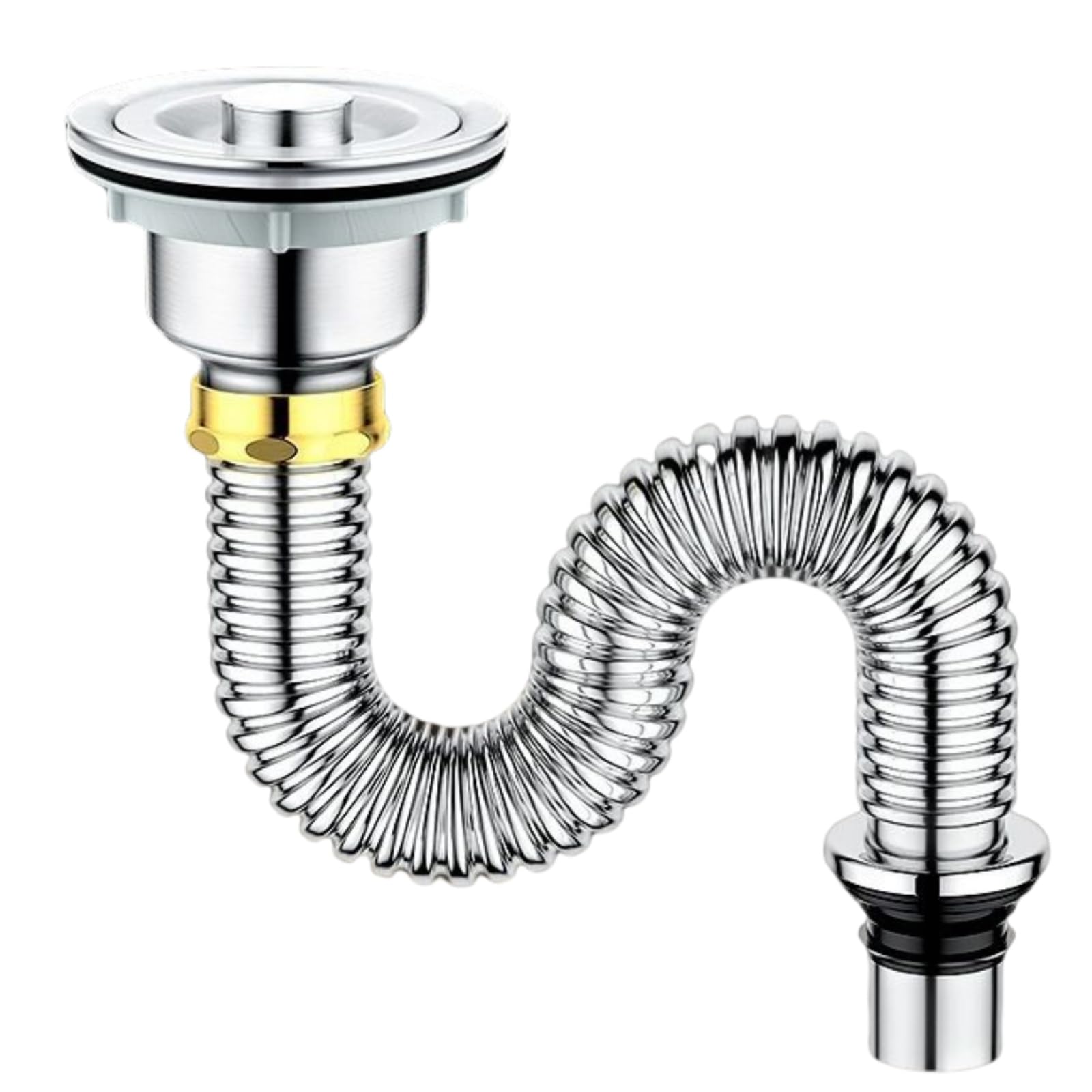 Photo 1 of 1 1/2 p trap, 201 stainless under sink plumbing kit, odor proofunder sink pipe replacement kit, suitable for bathrooms/kitchens (style-23in)