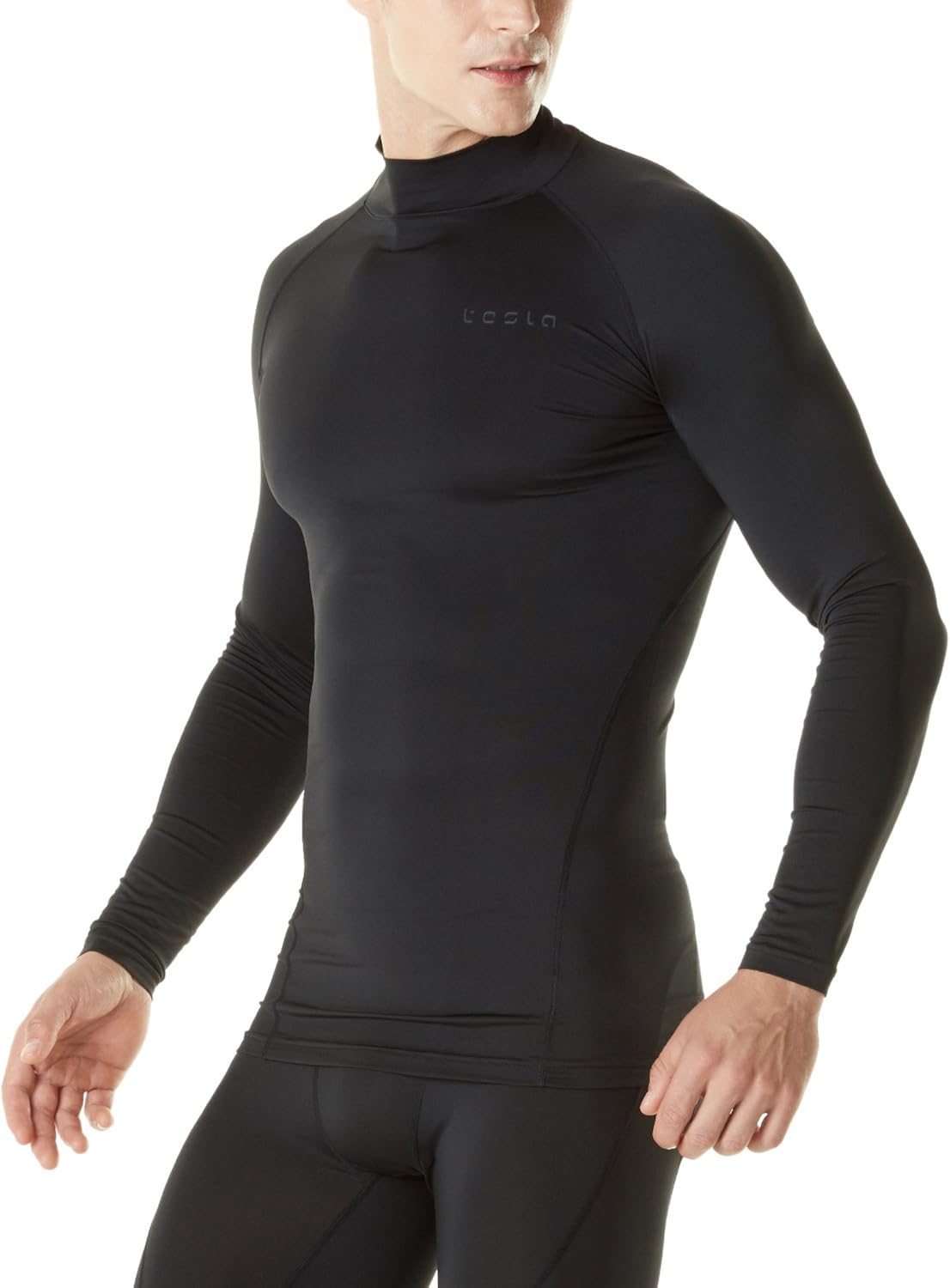 TSLA 1 or 2 Pack Men's Thermal Long Sleeve Compression Shirts, Mock/Turtleneck Winter Sports Running Base Layer Top: Clothing