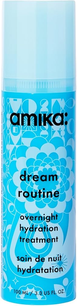 amika dream routine overnight hydrating hair mask | no rinse leave-in treatment for dry hair, ultra-hydrating, with hyaluroni