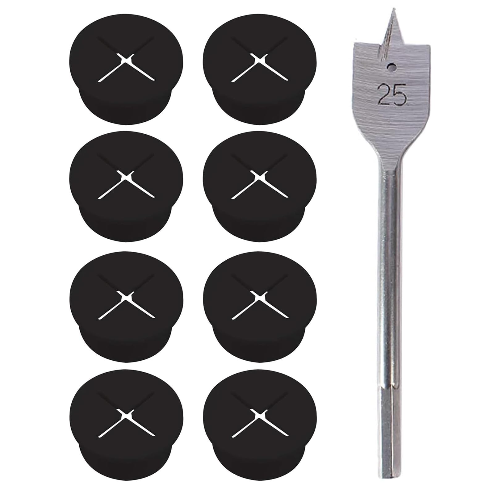 GEFIRE Flexible Silicone Cable Grommet Pack of 8 20 mm with 25 mm Drill Rubber Desk Hole Cover Cable Feed-Through Desk Waterproof Rubber (Black)