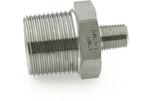ADAPTORMOUNT 1" NPT Male x 1/4" NPT Male, Stainless Steel 316-L Reducer Hex Nipple Connector, Reducing Pipe Fitting Adapter