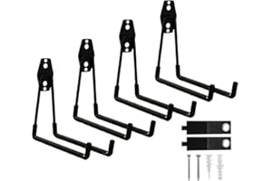 CRXCRC Garage Hooks, 4 Pack 7.7inch Large Square Wall Hooks for Hanging Heavy Duty Ladders, Bikes, Tools Ideal for Garage, Garden, Basement Utility Room Storage (Black)