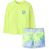 The Children's Place Baby-Boys and Toddler Long Sleeve Rashguard and Swim Trunks, 2 Piece Set