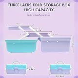Creahaus 12in 3 Layer Storage Box with 2 Trays Blue Purple view 2