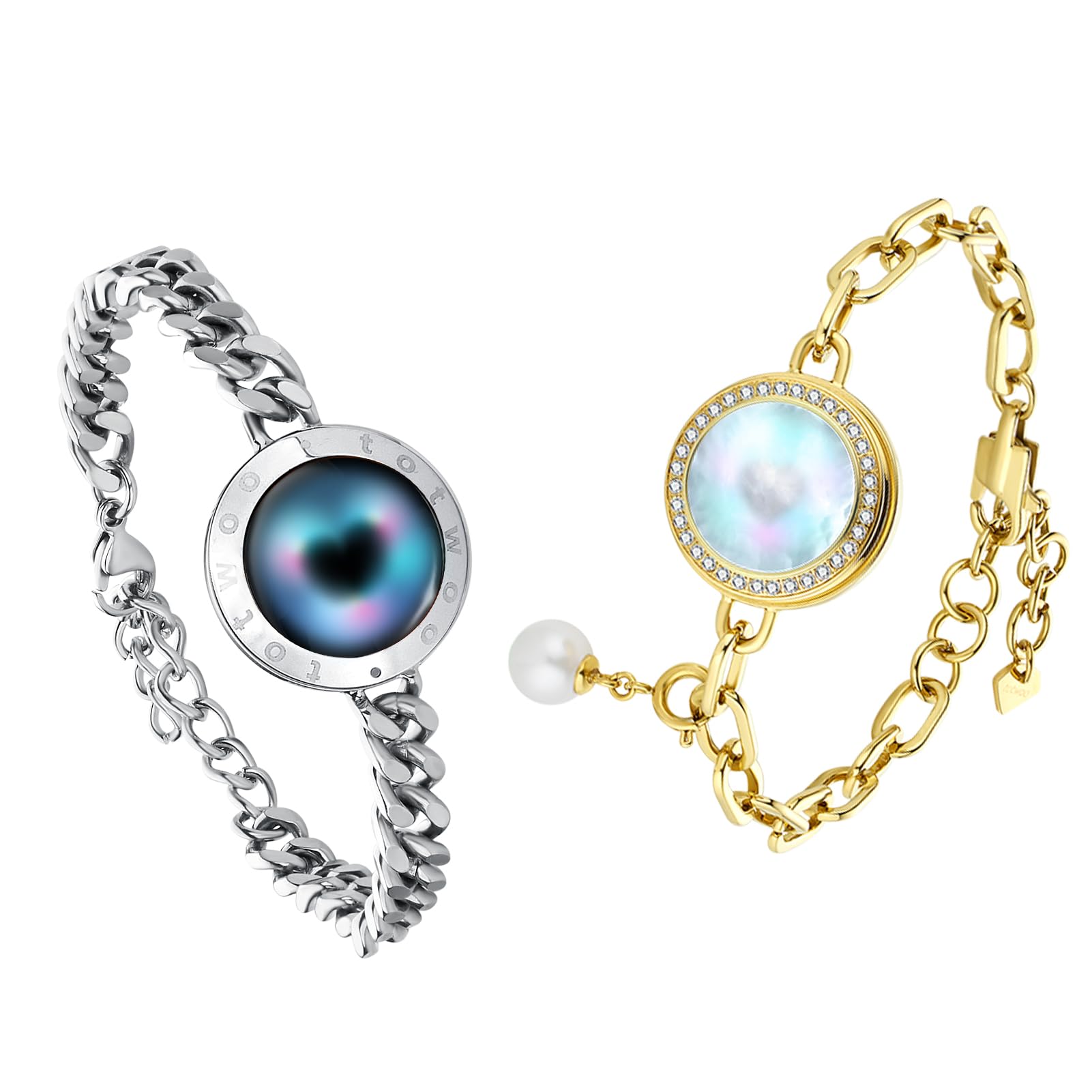 TOTWOO Touch Bracelets for Couples, Vibration & Light up for Love Couples Long Distance Relationship Gifts for Girlfriend Bluetooth Pairing Jewelry