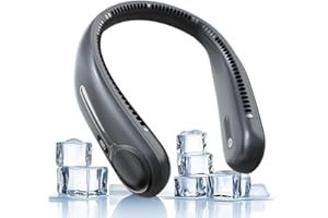 Kinhowly Portable Neck Fan,Hands Free Personal Wearable Bladeless Fan,6000mAh USB Rechargeable,360° Cooling,LED Display,4-Speeds,Birthday Gifts for Men Women Dad Mom,Christmas Gifts (Dark grey)