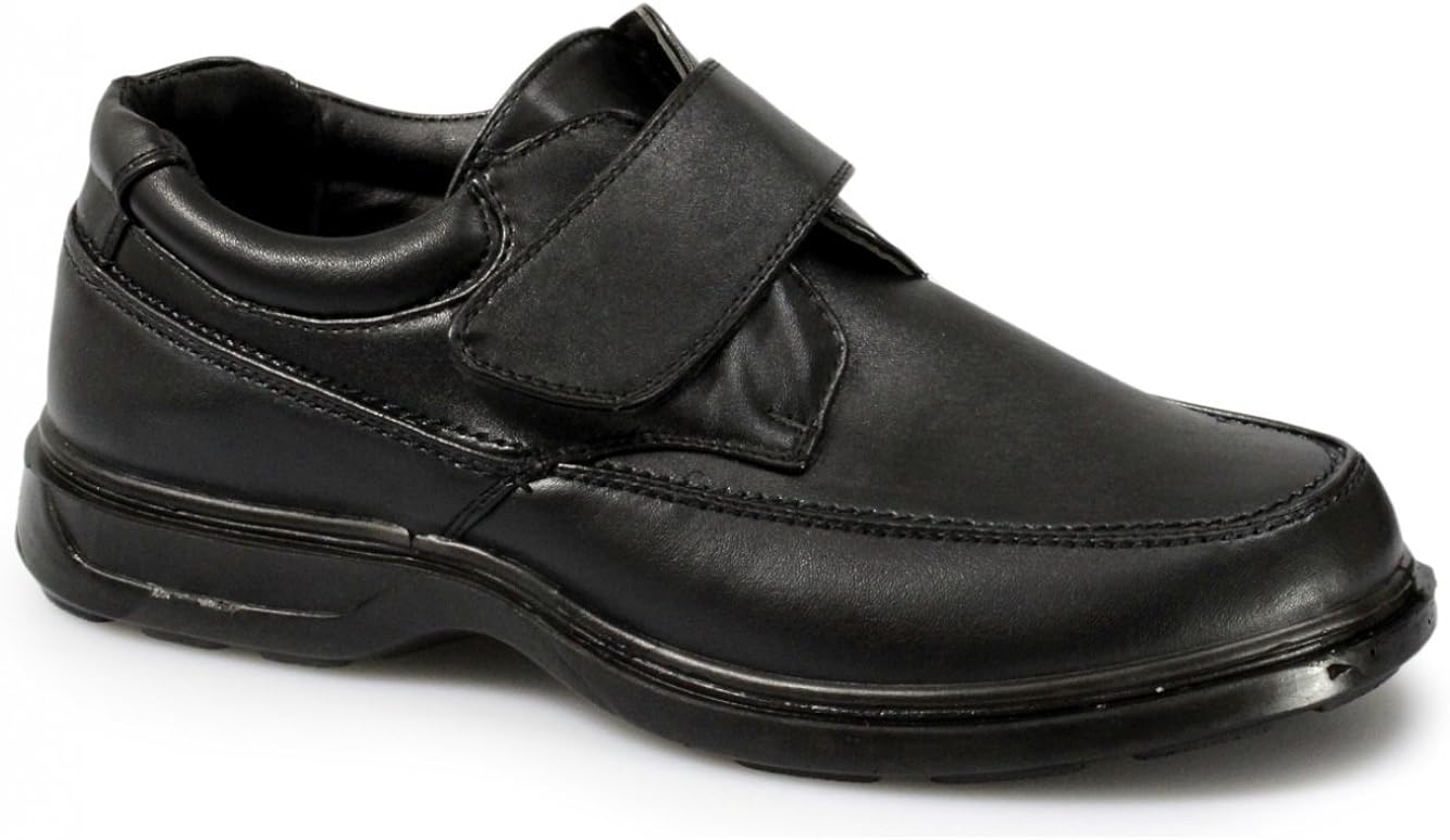 Dr Keller Percy Mens Touch Fasten Lightweight Wide Fit Shoes Black