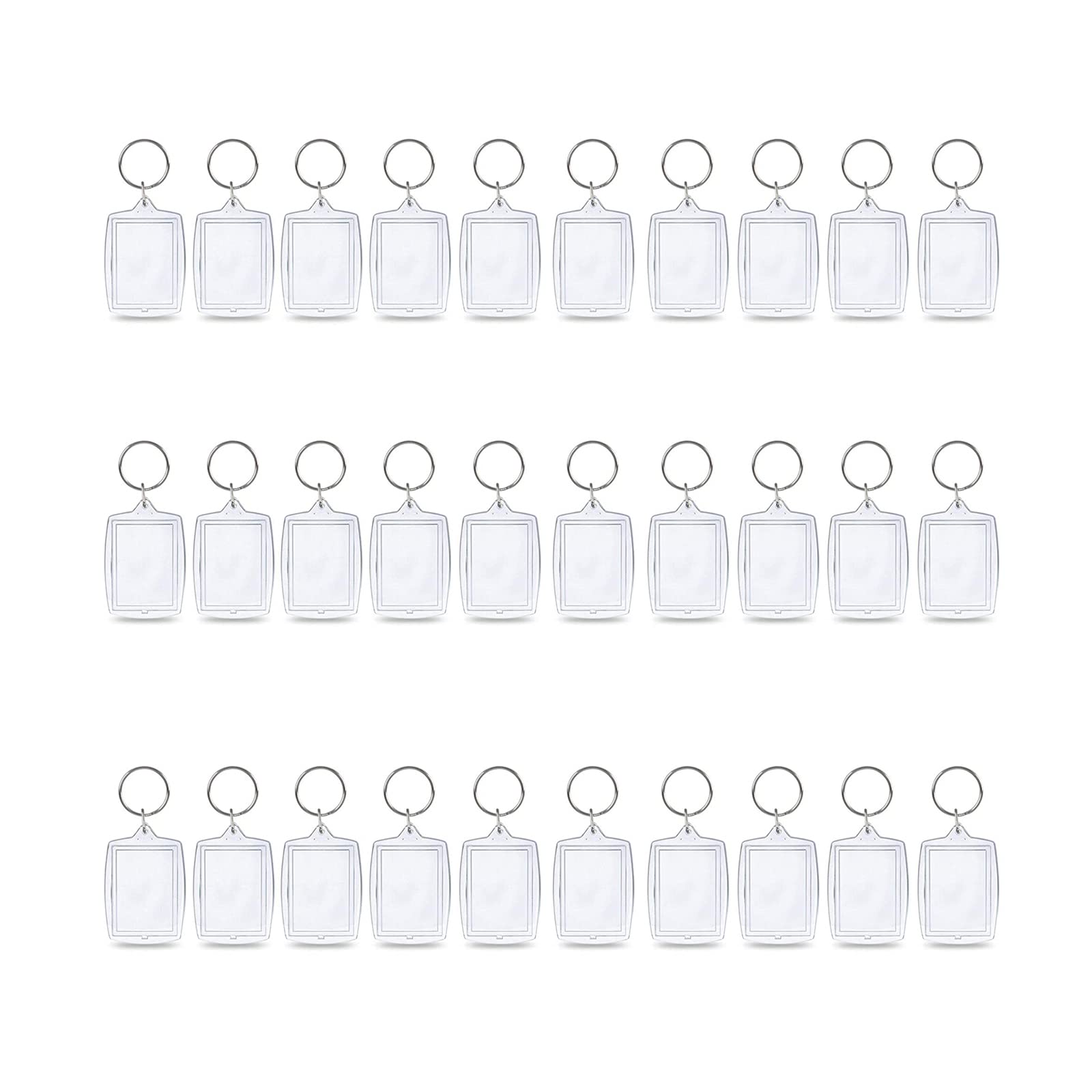 30Pcs Photo Keyrings, Blank Photo Keyring, Plastic Double Sided Blank Insert Keychain Acrylic Clear Photo Key Rings