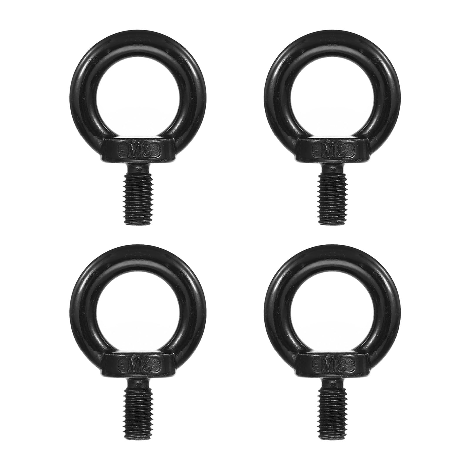 PATIKIL Lifting Eye Bolts M8 x 15mm, 4 Pcs 304 Stainless Steel Shoulder Ring Threaded Screw Machinery Shoulder Eyebolt for Lifting Hanging, Black