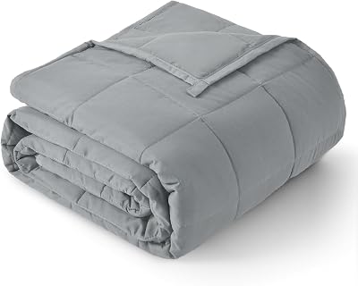 Topblan Weighted Blanket for Adults 12lbs, Soft Cooling Breathable Weighted Throw for Sleeping, Washable Heavy Blanket with Glass Beads for Winter, Sofa Bed, 48"x72" Twin Size, Grey