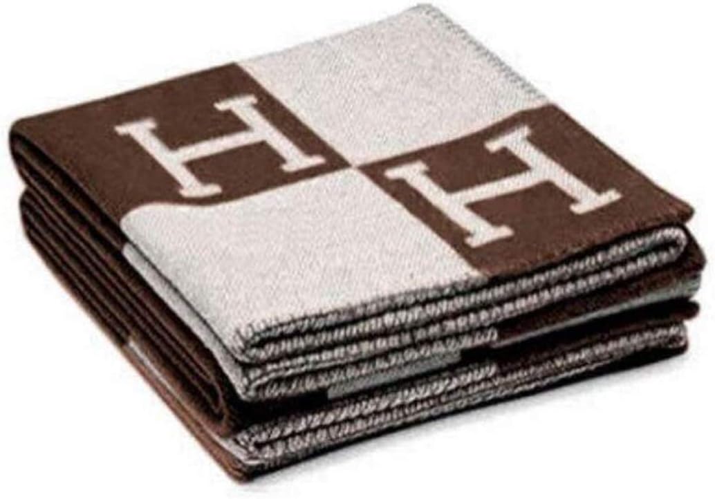 Coobal 140170cm Soft for Sofa Couch Decorative, Initial Letter Cashmere Knitted Throw Blanket for Couch/Chair/Love Seat/Car Camping Blanket Shawl(Color : Coffee-02)