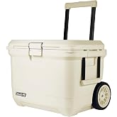 Coleman Pro 55-Quart Hard Cooler with Wheels, Desert Sand | 92-Can Capacity, Up to 5 Days Cold, Heavy Duty Wheels &amp; extendable handle for easy transport, Great for Camping &amp; Tailgating