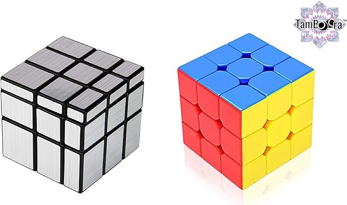 DUL DUL 3X3X3 Cube Speed Cube 3X3 Silver Mirror Cube Combo for Mind Master