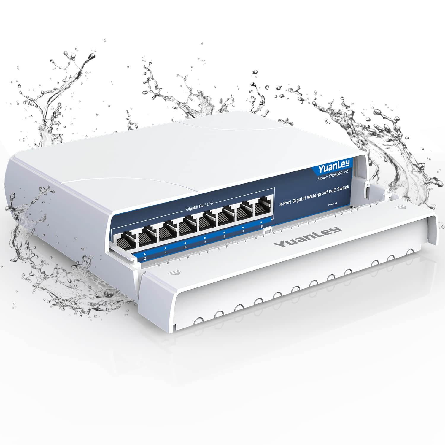 Photo 1 of YuanLey 8-Port PoE Switch Gigabit- Waterproof Outdoor Ethernet Unmanaged Network Switch 1000Mbps, 120W Built-in Power, IEEE802.3af/at Support and Plug & Play, Ideal for Outdoor Use